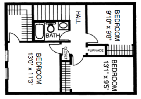 Kingston Green Apartments three bedroom floor plan in Kokomo, IN